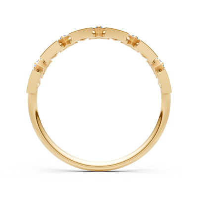 Dainty Triangle Half Eternity Cluster Ring