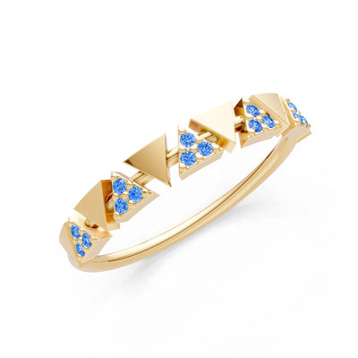 Dainty Triangle Half Eternity Cluster Ring