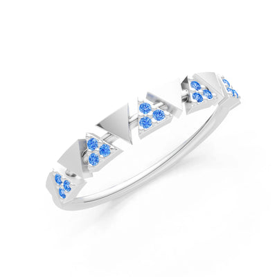 Dainty Triangle Half Eternity Cluster Ring