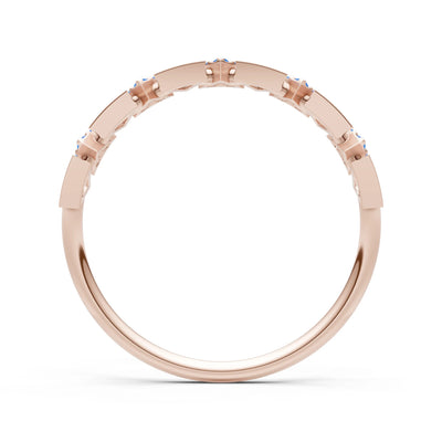 Dainty Triangle Half Eternity Cluster Ring