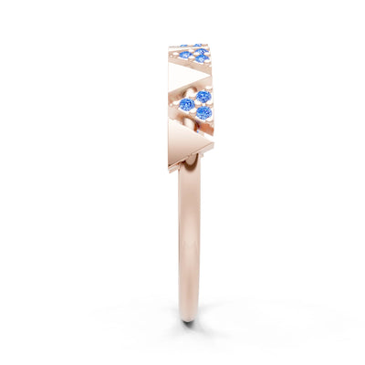 Dainty Triangle Half Eternity Cluster Ring