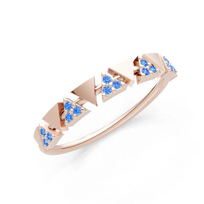 Dainty Triangle Half Eternity Cluster Ring