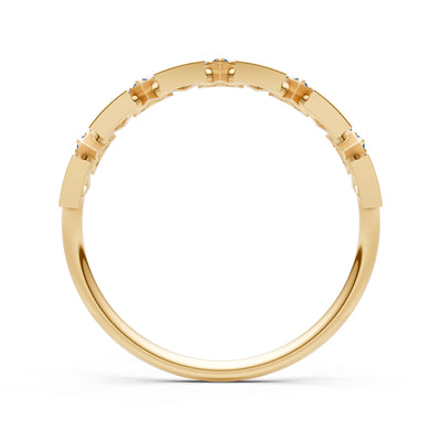 Dainty Triangle Half Eternity Cluster Ring