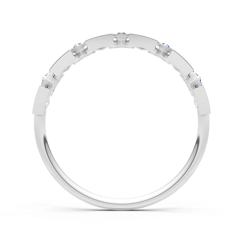 London Blue Topaz Dainty Triangle Half Eternity Cluster Ring