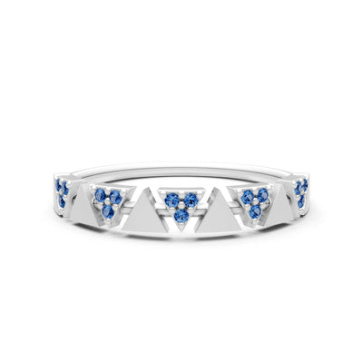 London Blue Topaz Dainty Triangle Half Eternity Cluster Ring