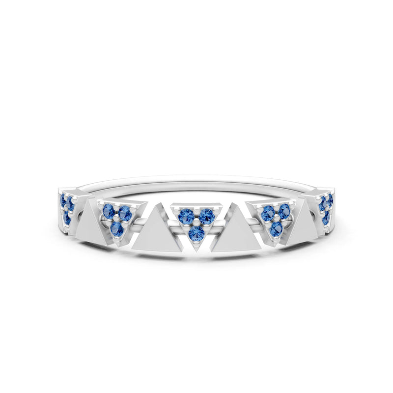 London Blue Topaz Dainty Triangle Half Eternity Cluster Ring