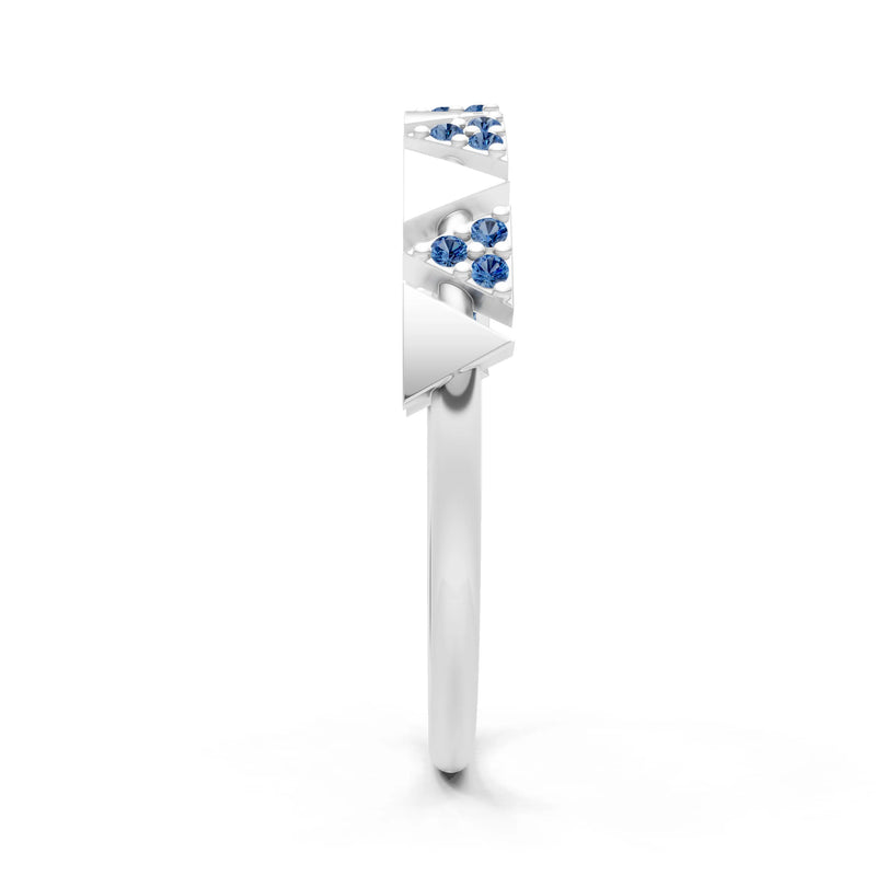 London Blue Topaz Dainty Triangle Half Eternity Cluster Ring