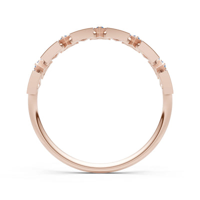 Dainty Triangle Half Eternity Cluster Ring