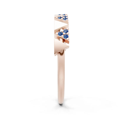 London Blue Topaz Dainty Triangle Half Eternity Cluster Ring