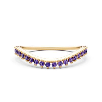 Amethyst Dainty Tiara Contour Stacking Ring