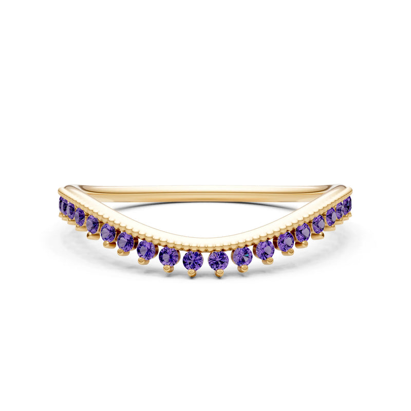 Amethyst Dainty Tiara Contour Stacking Ring