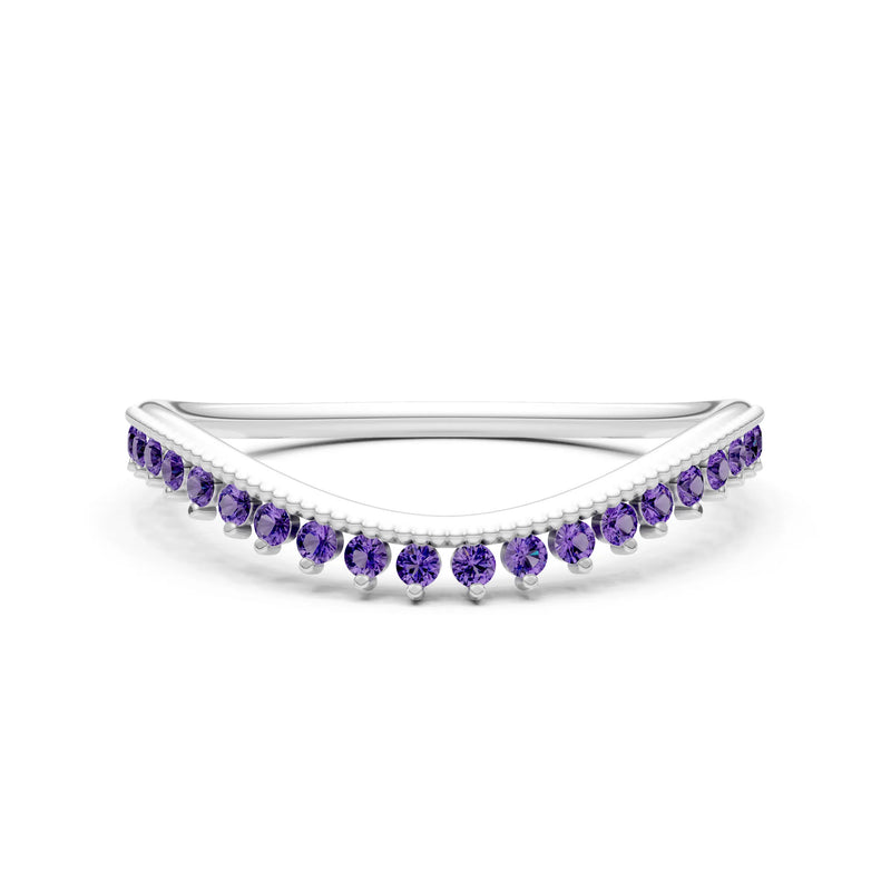 Amethyst Dainty Tiara Contour Stacking Ring