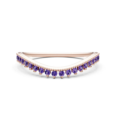 Amethyst Dainty Tiara Contour Stacking Ring
