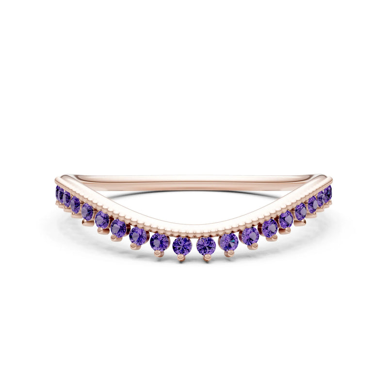 Amethyst Dainty Tiara Contour Stacking Ring