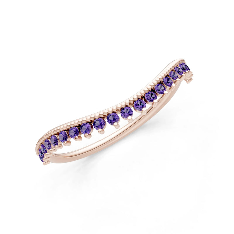 Amethyst Dainty Tiara Contour Stacking Ring