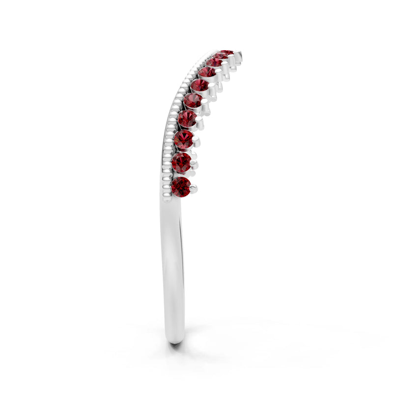 Garnet Dainty Tiara Contour Stacking Ring