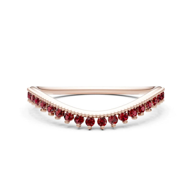 Garnet Dainty Tiara Contour Stacking Ring
