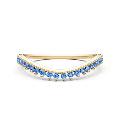 Swiss Blue Topaz Dainty Tiara Contour Stacking Ring