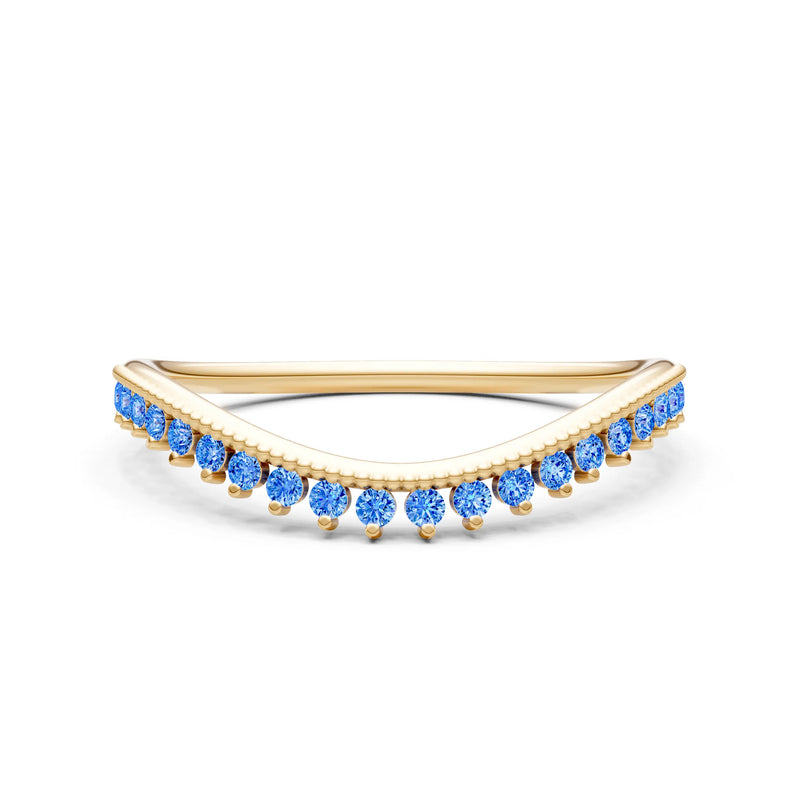Swiss Blue Topaz Dainty Tiara Contour Stacking Ring