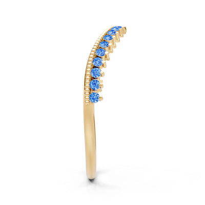 Swiss Blue Topaz Dainty Tiara Contour Stacking Ring