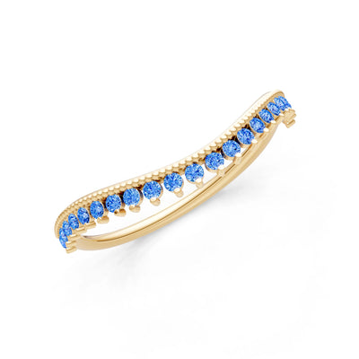 Swiss Blue Topaz Dainty Tiara Contour Stacking Ring
