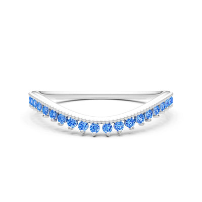 Swiss Blue Topaz Dainty Tiara Contour Stacking Ring
