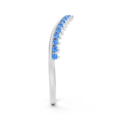 Swiss Blue Topaz Dainty Tiara Contour Stacking Ring