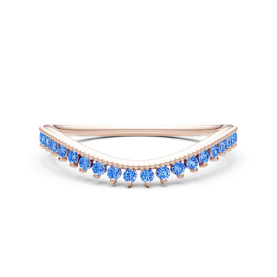 Swiss Blue Topaz Dainty Tiara Contour Stacking Ring