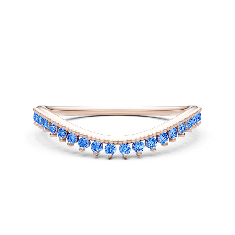 Swiss Blue Topaz Dainty Tiara Contour Stacking Ring
