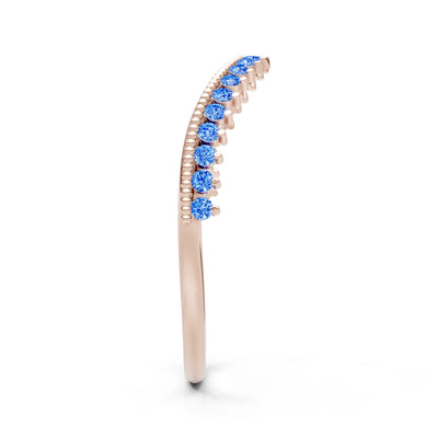 Swiss Blue Topaz Dainty Tiara Contour Stacking Ring