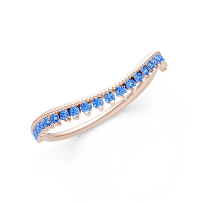 Swiss Blue Topaz Dainty Tiara Contour Stacking Ring