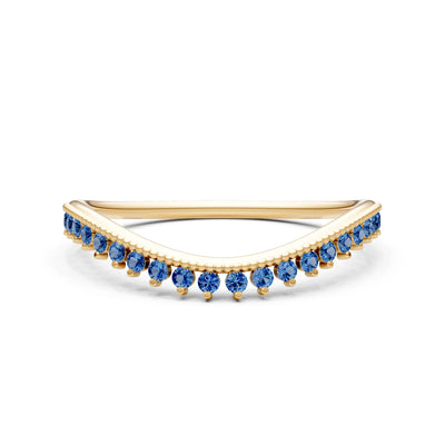 London Blue Topaz Dainty Tiara Contour Stacking Ring
