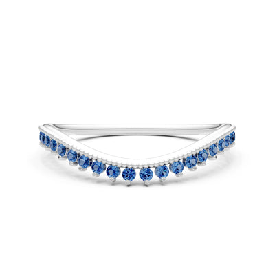 London Blue Topaz Dainty Tiara Contour Stacking Ring