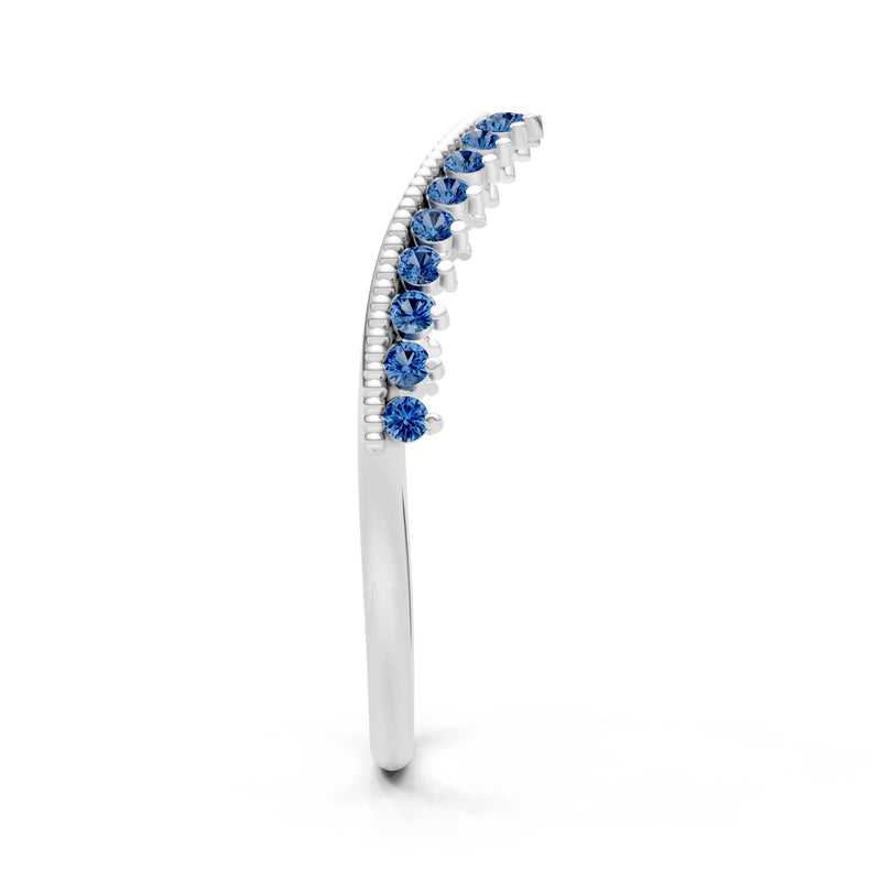 London Blue Topaz Dainty Tiara Contour Stacking Ring