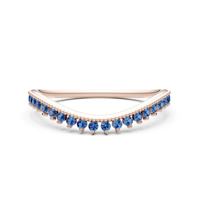London Blue Topaz Dainty Tiara Contour Stacking Ring