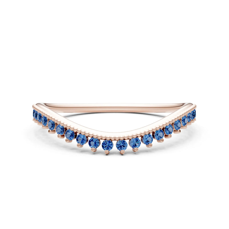 London Blue Topaz Dainty Tiara Contour Stacking Ring