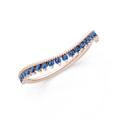 London Blue Topaz Dainty Tiara Contour Stacking Ring