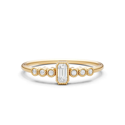 Diamond Dainty Bezel Emerald Set Cluster Ring