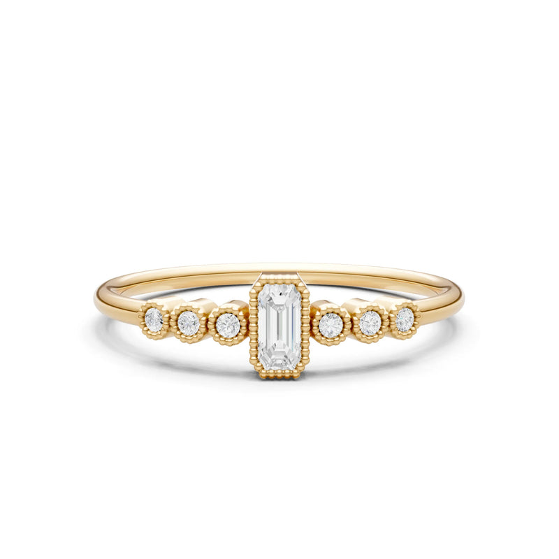Diamond Dainty Bezel Emerald Set Cluster Ring