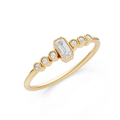 Diamond Dainty Bezel Emerald Set Cluster Ring