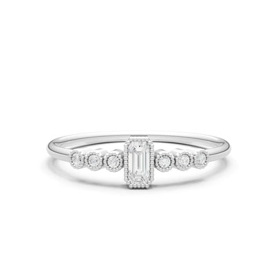 Diamond Dainty Bezel Emerald Set Cluster Ring
