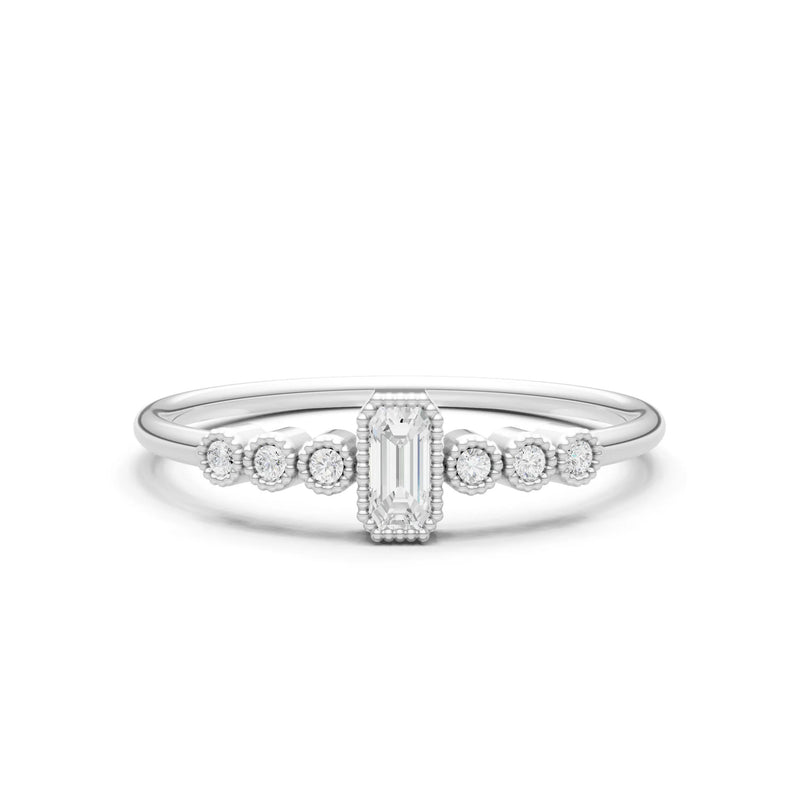 Diamond Dainty Bezel Emerald Set Cluster Ring
