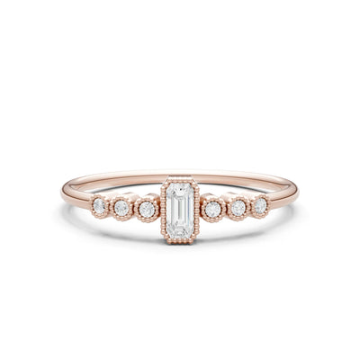 Diamond Dainty Bezel Emerald Set Cluster Ring