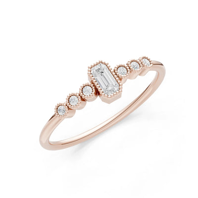 Diamond Dainty Bezel Emerald Set Cluster Ring