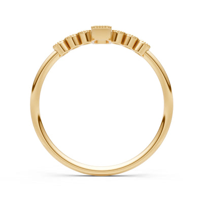 Citrine Dainty Bezel Emerald Set Cluster Ring