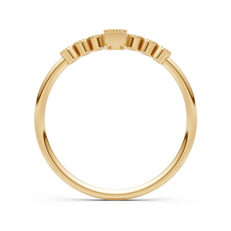 Citrine Dainty Bezel Emerald Set Cluster Ring