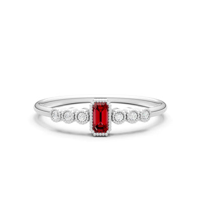 Garnet Dainty Bezel Emerald Set Cluster Ring