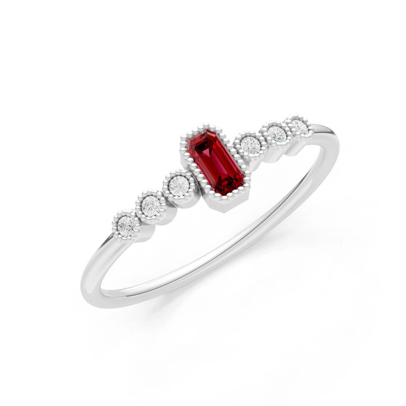 Garnet Dainty Bezel Emerald Set Cluster Ring