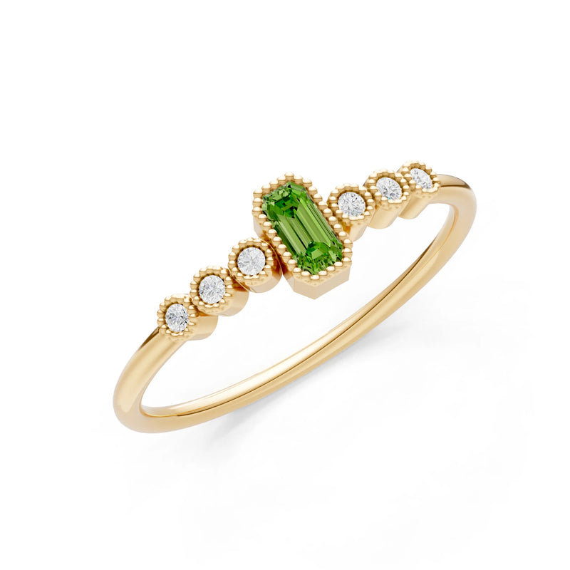 Dainty Bezel Emerald Set Cluster Ring