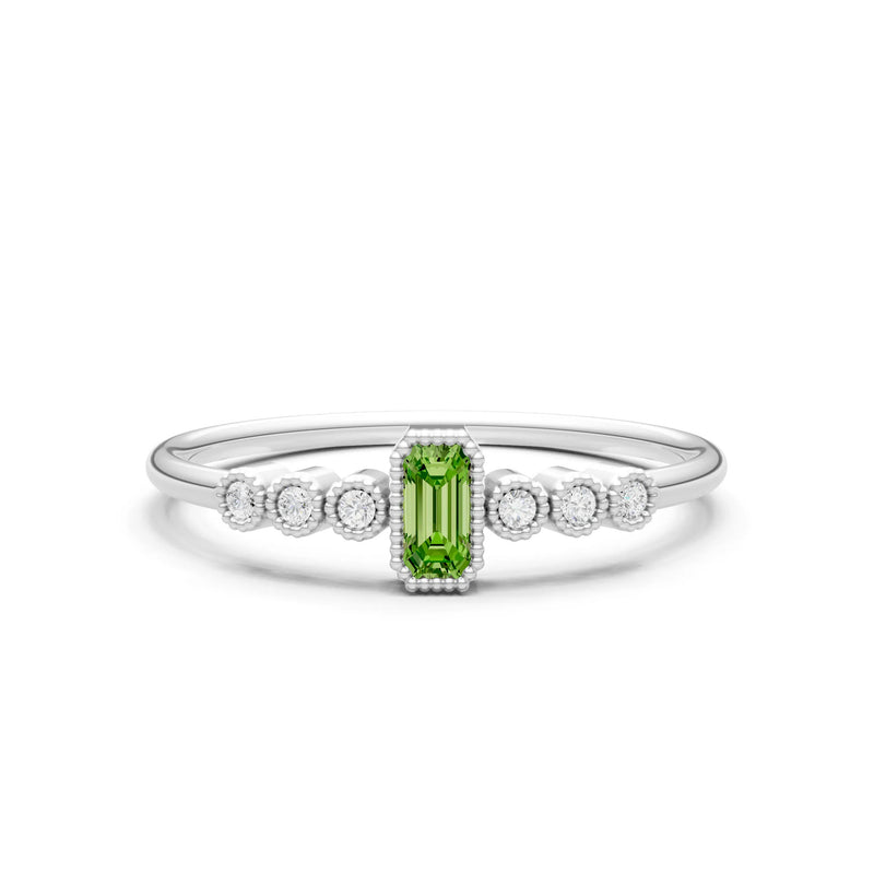 Dainty Bezel Emerald Set Cluster Ring